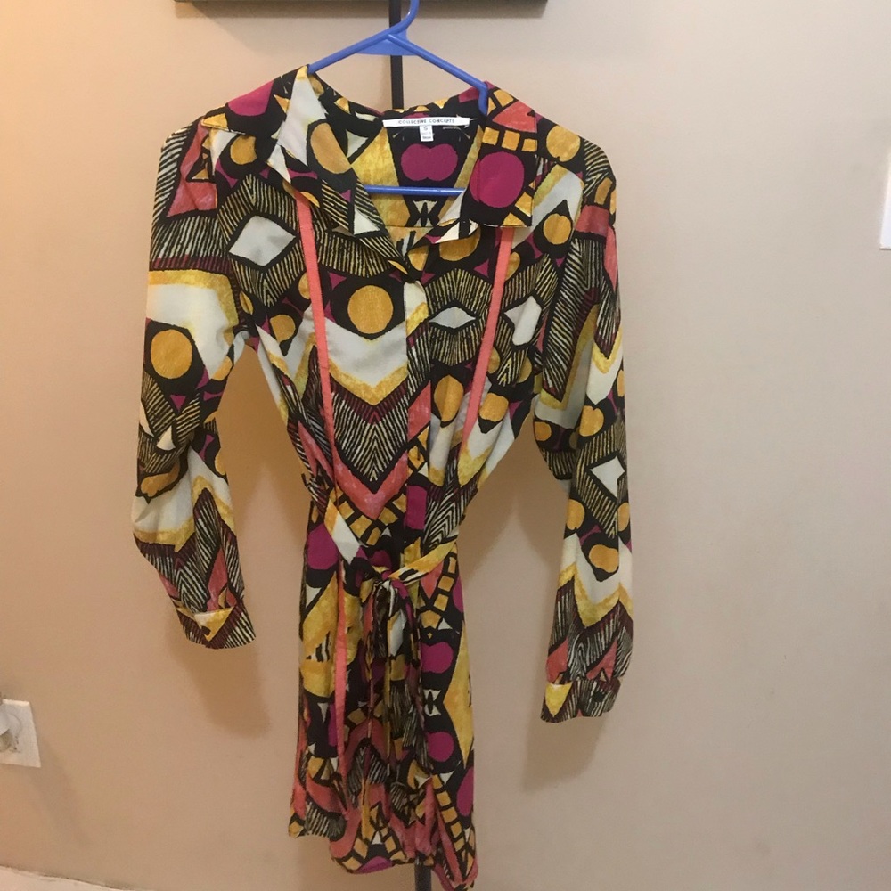 Button up multi color dress